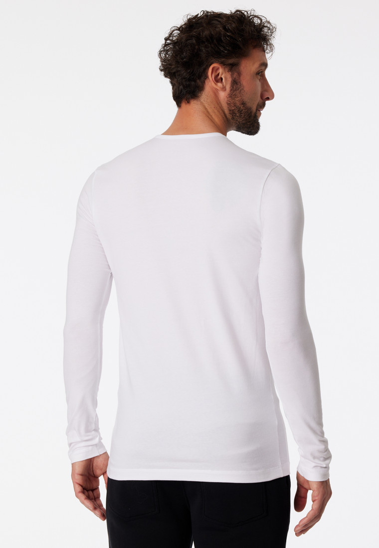 Shirt long-sleeved organic cotton round neck white - 95/5