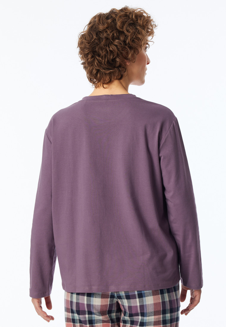 Tee-shirt à manches longues col rond mauve - Mix+Relax