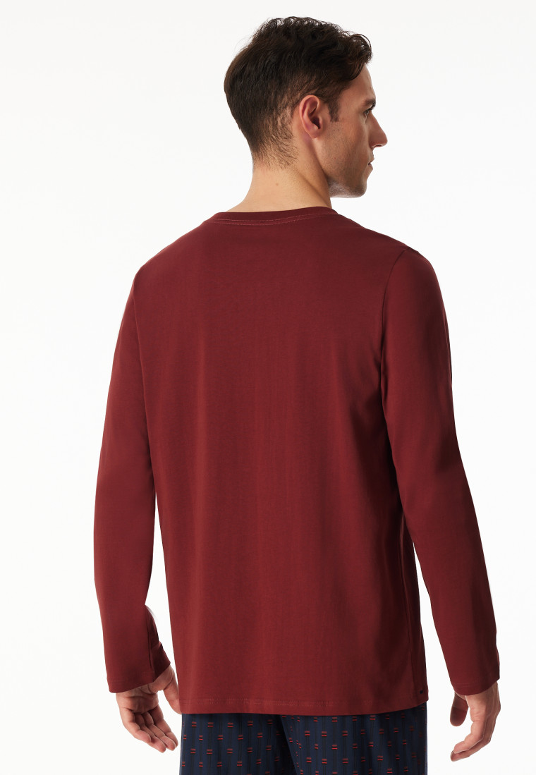 Shirt langarm V-Ausschnitt burgund - Mix+Relax