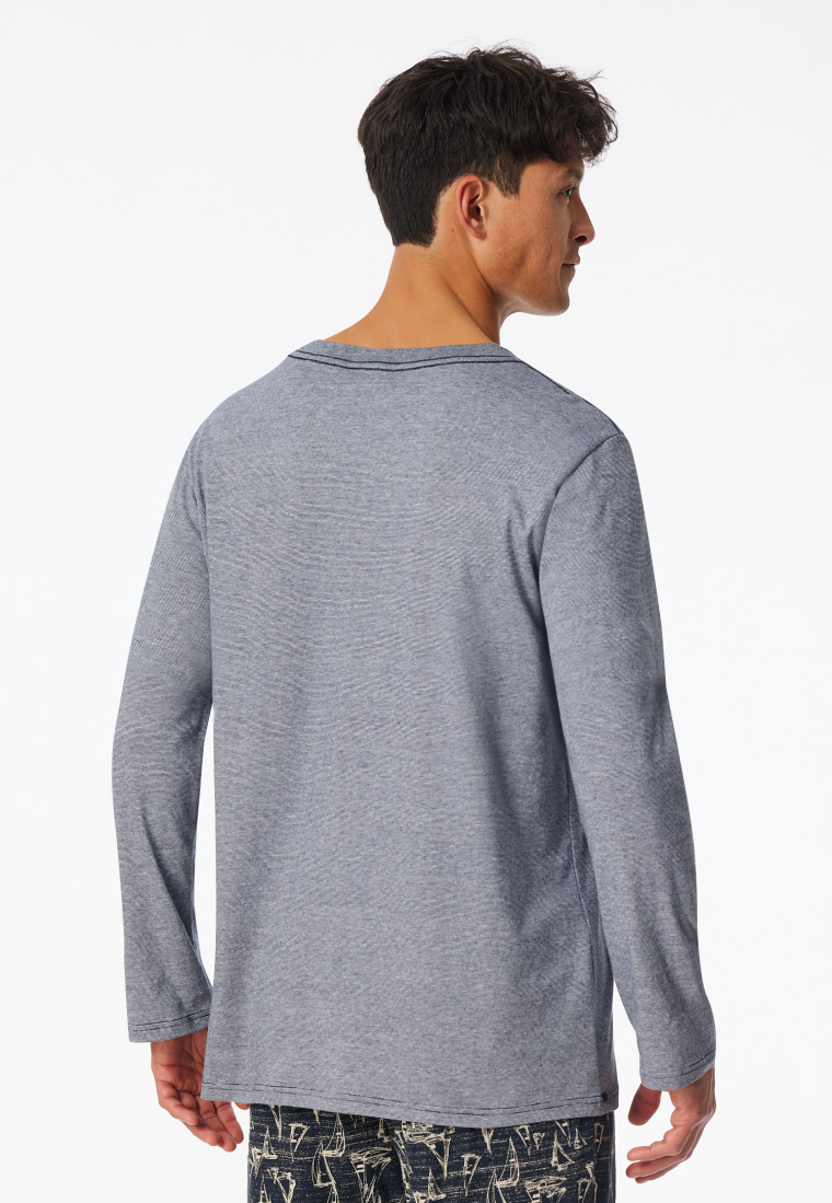 Maglietta manica lunga scollatura a V a righe blu notte - Mix+ Relax