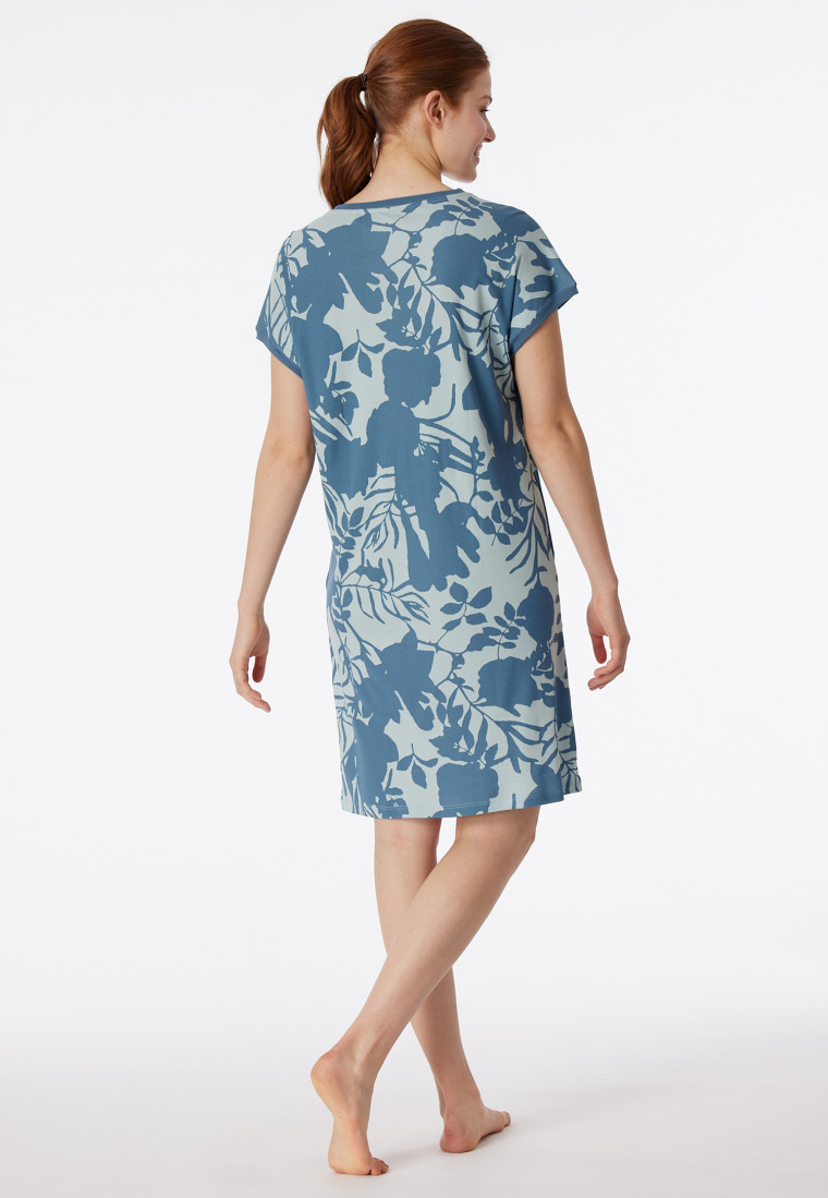 Sleepshirt kurzarm Blumenprint bluebird - Modern Nightwear