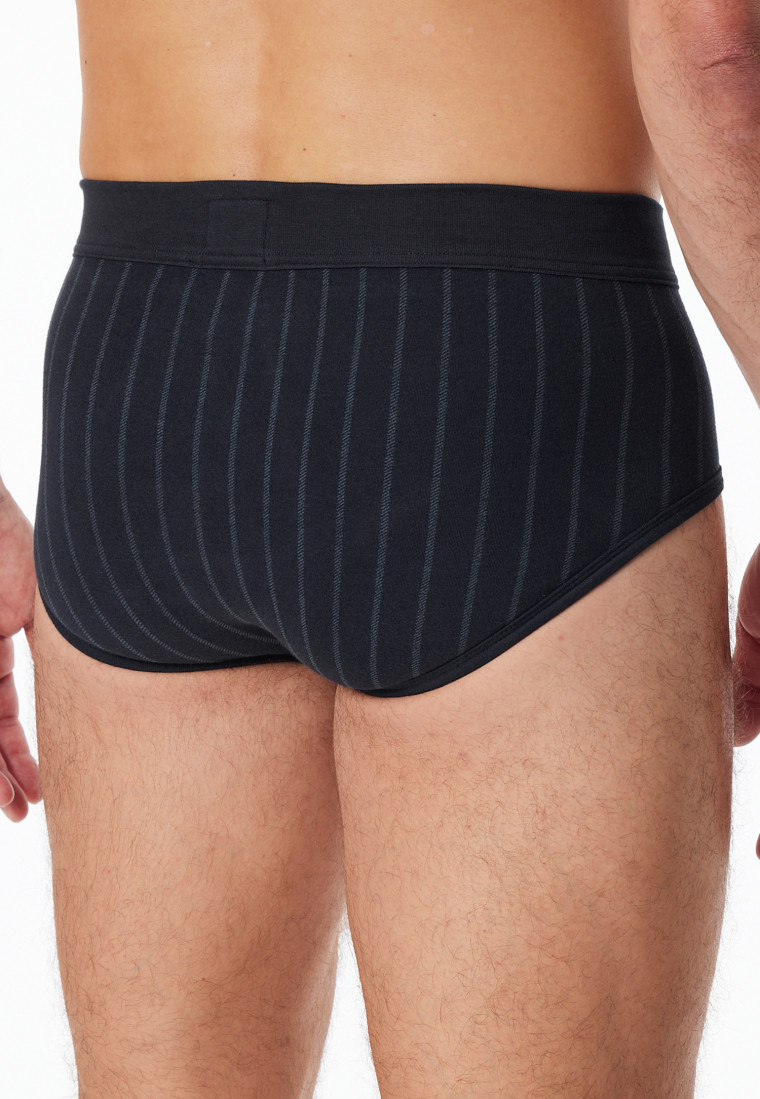 Slip de sport avec ouverture rayures bleu nuit - Fine Interlock