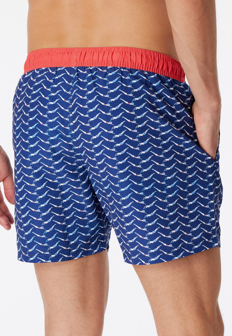 Badeshorts Webware Schwimmer gemustert rot - Casual Swim