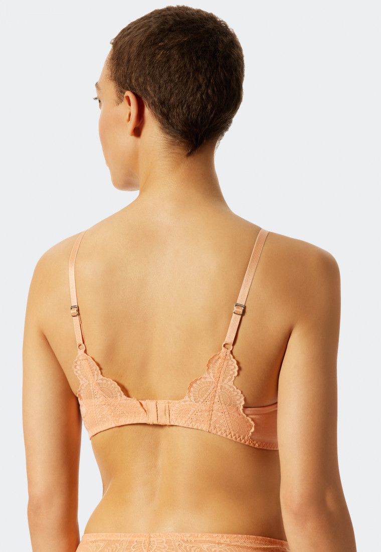 T-shirt bra with cup and underwire lace peach - Feminine Lace