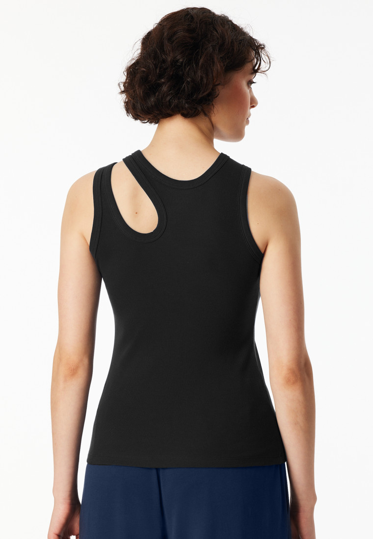 Trägertop Doppelripp Cutout schwarz - SCHIESSER 150 Years