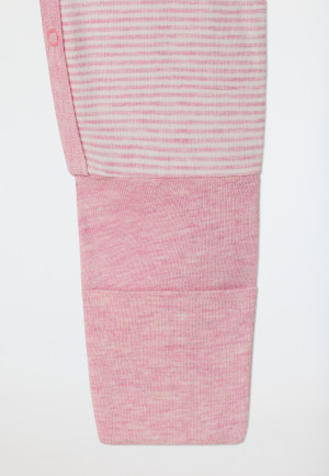 Tutina lunga in tessuto di bambù con bottoniera, motivo a righe e stampa con fiore, di colore rosa - Natural Love