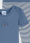Set 2 pezzi per bambino a costine sottili con maniche corte e pantaloni a palma celeste - Natural Love