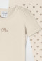 Set 2 pezzi per neonati a costine sottili con maniche corte, pantaloni elefanti in crema - Natural Love