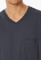 Short pyjamas V-neck chest pocket graphite patterned - Comfort Essentials