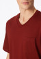 Short pyjamas V-neck chest pocket red patterned - Comfort Essentials