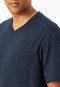 Short pyjamas V-neck chest pocket navy patterned - Comfort Essentials