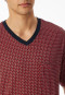 Pyjama court coton bio encolure en V poche poitrine à carreaux rouge chilli - Comfort Nightwear
