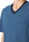 Short pyjamas V-neck chest pocket blue patterned - Comfort Nightwear
