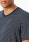 Pyjama court en modal encolure en V rayures bleu marine - Long Life Soft