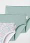 Slips 3er-Pack Blümchen grün/ weiß - Fine Rib