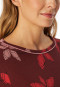 Schlafanzug lang Bündchen Blumen burgund - Comfort Nightwear