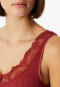 Canottiera a costine sottili in pizzo rosso scuro - Revival Marie
