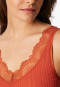 Trägertop Feinripp Nadelzug Spitze terracotta - Revival Marie