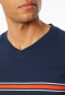 Pigiama lungo a righe blu notte - Casual Nightwear
