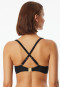 Bikini top with shell jersey recycled stripes black - aqua