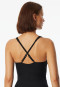 Badeanzug mit Schale Jersey recycelt Streifen schwarz - Aqua