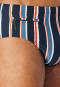 Costume da bagno con tasca con zip in tessuto a maglia a strisce riciclate blu notte - Aqua