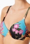 Bikini-Top mit Schale Jersey Blumen multicolor - Aqua