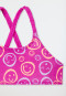 Bustier bikini knitwear SPF40+ Smileys fuchsia - aqua