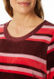 Schlafanzug lang Velour Bündchen Ringel burgund - Comfort Nightwear