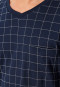 Sleep shirt long-sleeve interlock dark blue chequered - Fine Interlock