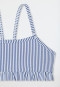 Bikini set seersucker stripes ruffles dark blue - aqua