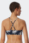 Top a fascia foderato per bikini con coppe morbide, spalline regolabili e fantasia di colore blu scuro-corallo - Mix & Match Coral Life