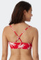 Top a fascia foderato per bikini con coppe morbide, spalline regolabili e motivo di coralli, rosso - Mix & Match Coral Life