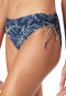 Bikini bandeau à armatures bonnets souples bretelles variables culotte midi côtés réglables bleu imprimé - Ocean Swim