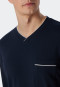 Camicia da notte a maniche lunghe in interlock, blu scuro - Fine Interlock