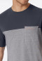 Pyjamas short Organic Cotton stripe chest pocket charcoal - 95/5 Nightwear