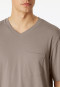 Pyjamas short V-neck chest pocket brown gray patterned - Comfort Essentials