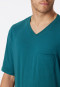 Schlafanzug kurz V-Ausschnitt Brusttasche jeansblau gemustert - Comfort Essentials