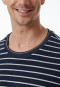 Pigiama lungo in spugna con polsini a strisce blu notte - Casual Nightwear