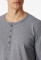 Schlafanzug lang Knopfleiste grau-weiß geringelt - Ebony