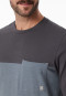 Pyjama long Coton Organic rayures poitrine anthracite - 95/5 Nightwear