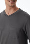 Pigiama a strisce lunghe antracite - Fine Interlock
