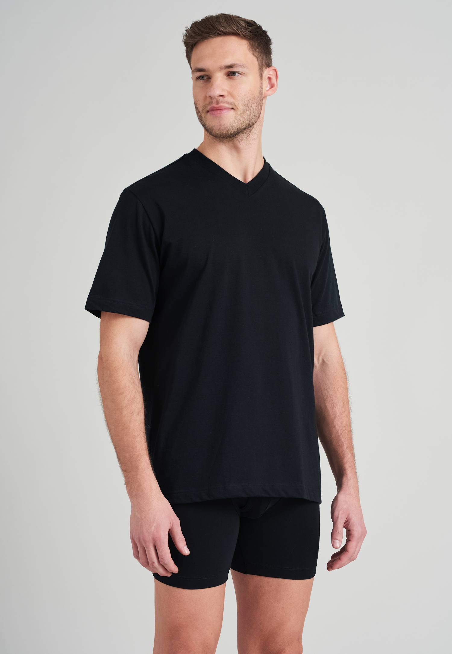 Image of American T-Shirts V-Ausschnitt 2er-Pack schwarz – Essentials L