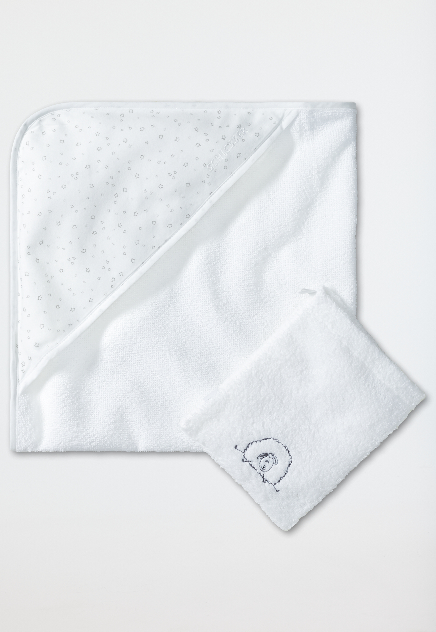 Image of Baby-Badeset aus Handtuch und Waschlappen unisex Frottee weiß - Original Classics 1